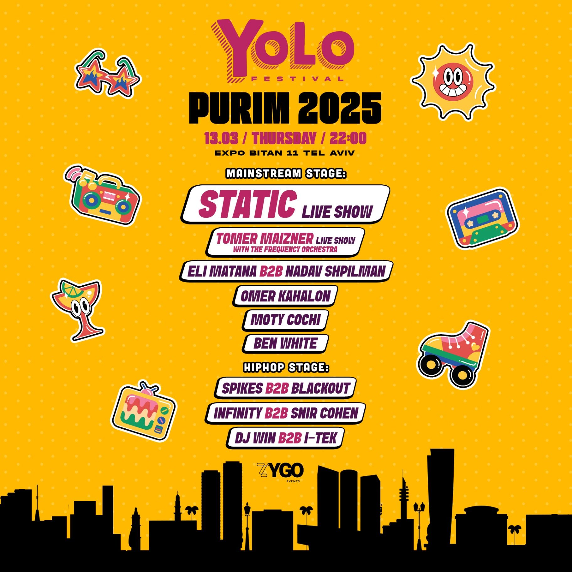 Event image - YOLO Purim Festival - 13.3 - Expo Tel Aviv