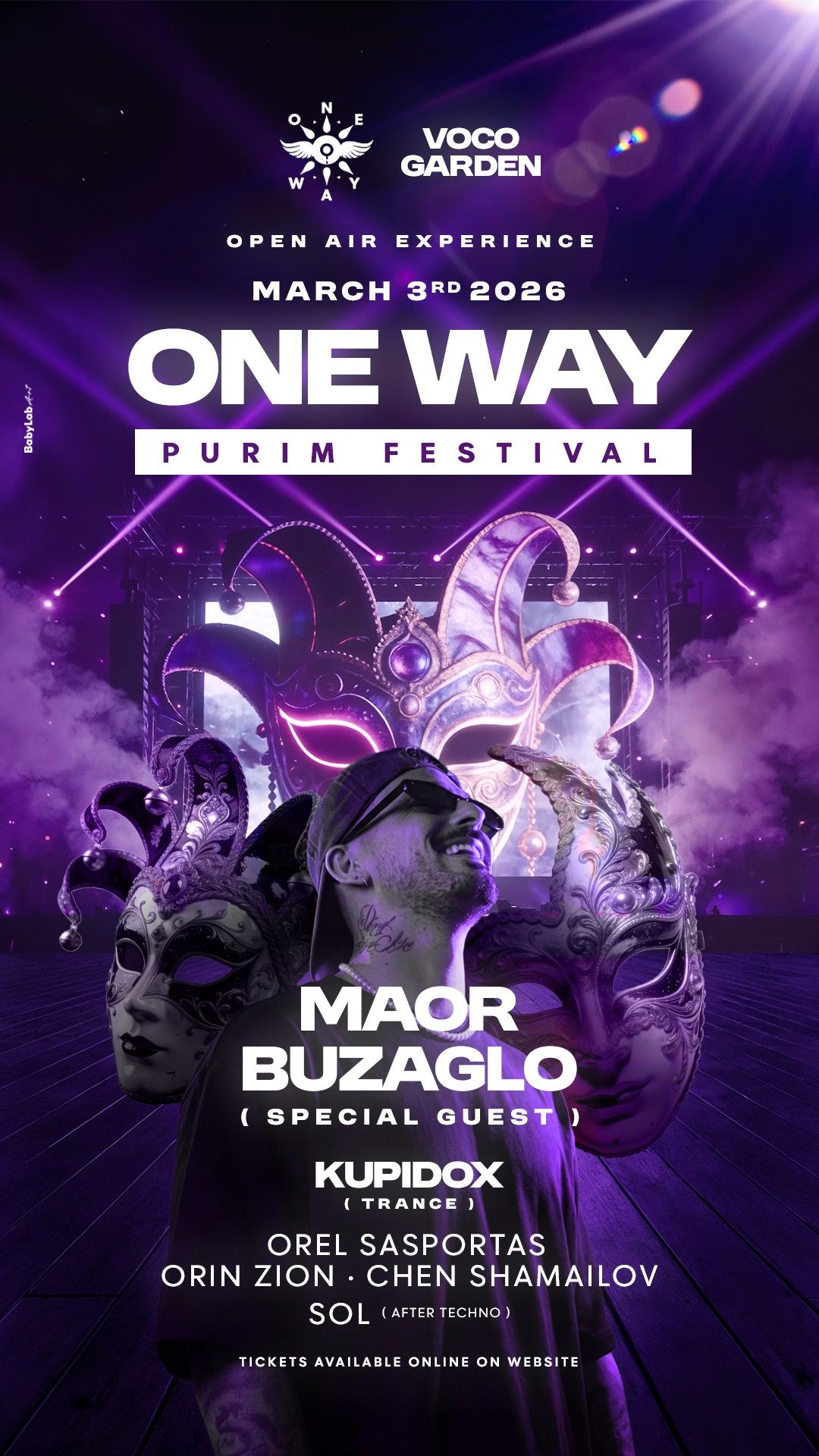 Event image - One Way Purim  X Maor Buzaglo - Open Air In The Voco 🕶️