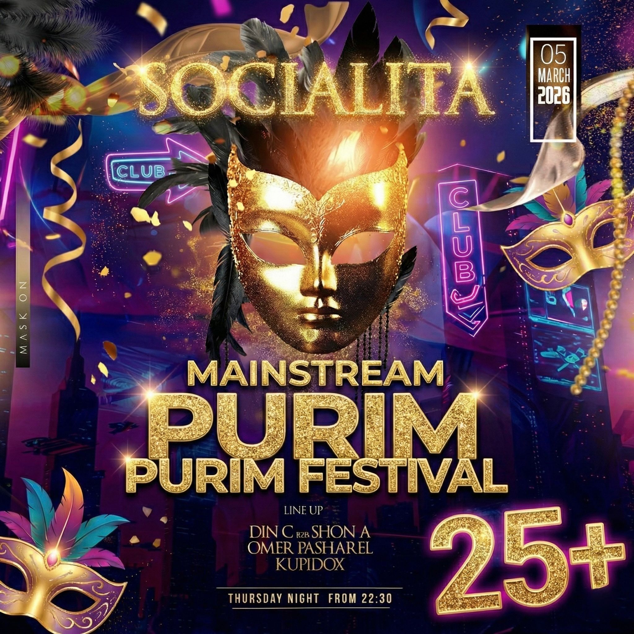 Event image - 5.3 PURIM | | SOCIALITA.il 25+